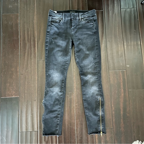 MOTHER Looker Zip Fray Jeans Wait Until Dark Size 25 - Picture 4 of 10